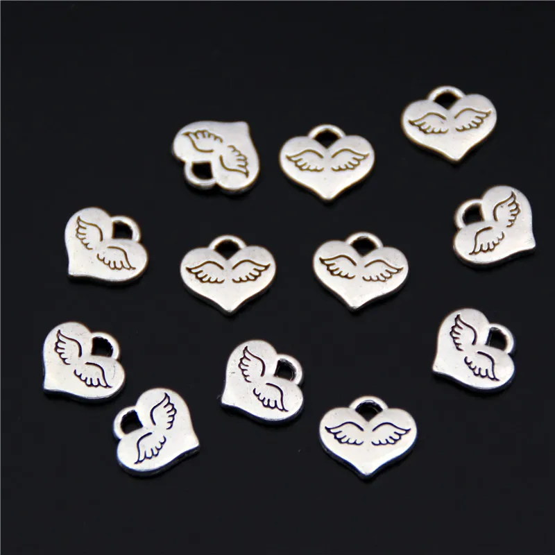 20pcs Silver Color Heart Angel Wings Charm Pendant For Bracelet Necklace Jewelry DIY Making Handmade Accessories A2491 | Украшения и
