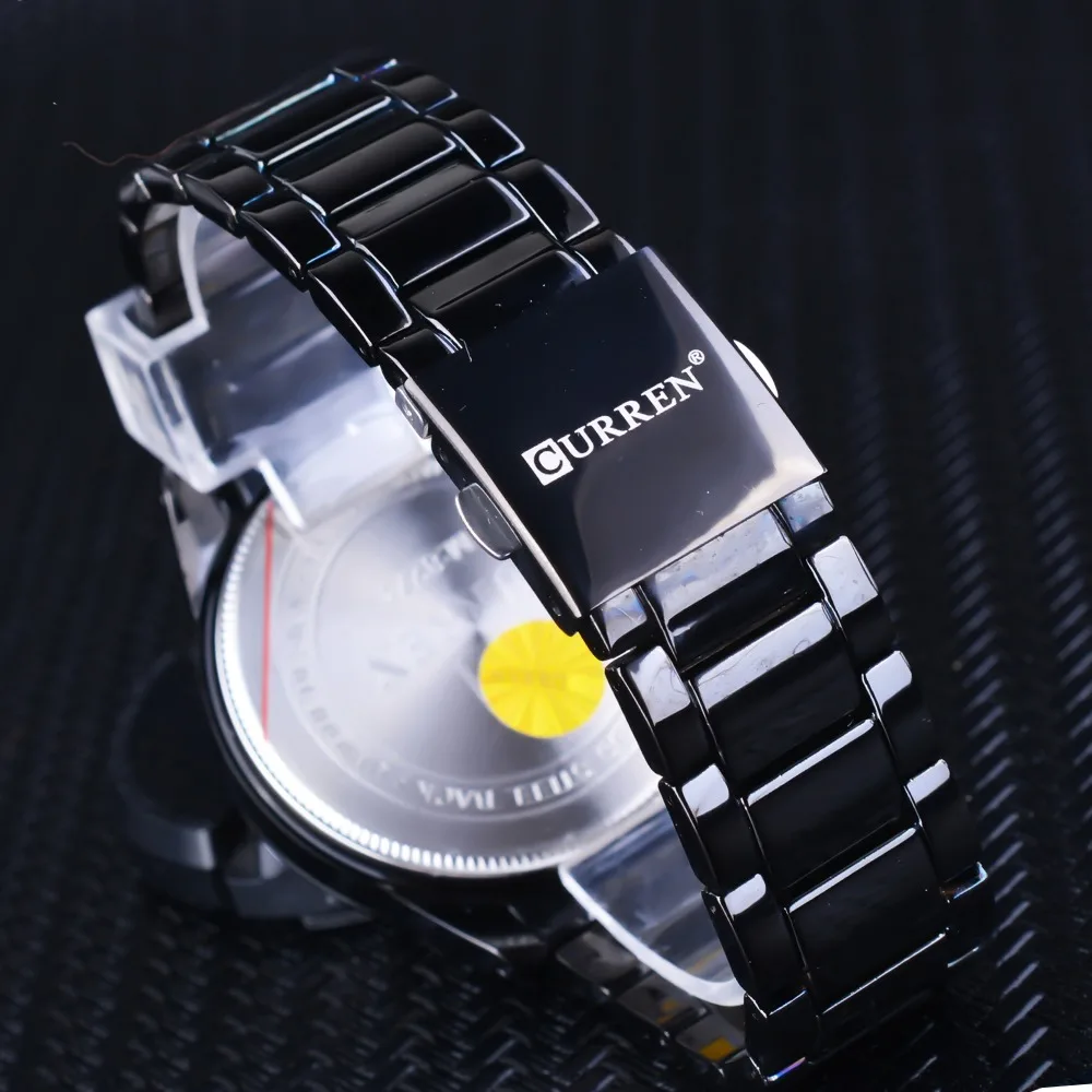 CURREN, модные черные Креативные мужские спортивные кварцевые часы из нержавеющей стали, Топ бренд, Роскошные мужские часы в стиле милитари, повседневный дизайн