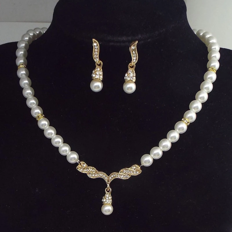 

Fashion jewelry fashion classic personality wild imitation pearl necklace earring bride suit Jewelry Sets Parure Bijoux Femme