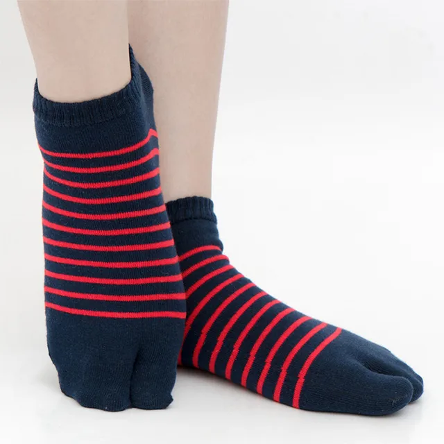 Laetus Japanese Striped Toe Socks Clog Pure Cotton Harajuku Finger