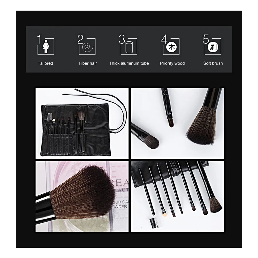 MayCreate 7Pcs Makeup Brushes Professional Foundation Make Up Brush Kit For Eyebrow Eyeshadow Makeup Tools Concealer 4