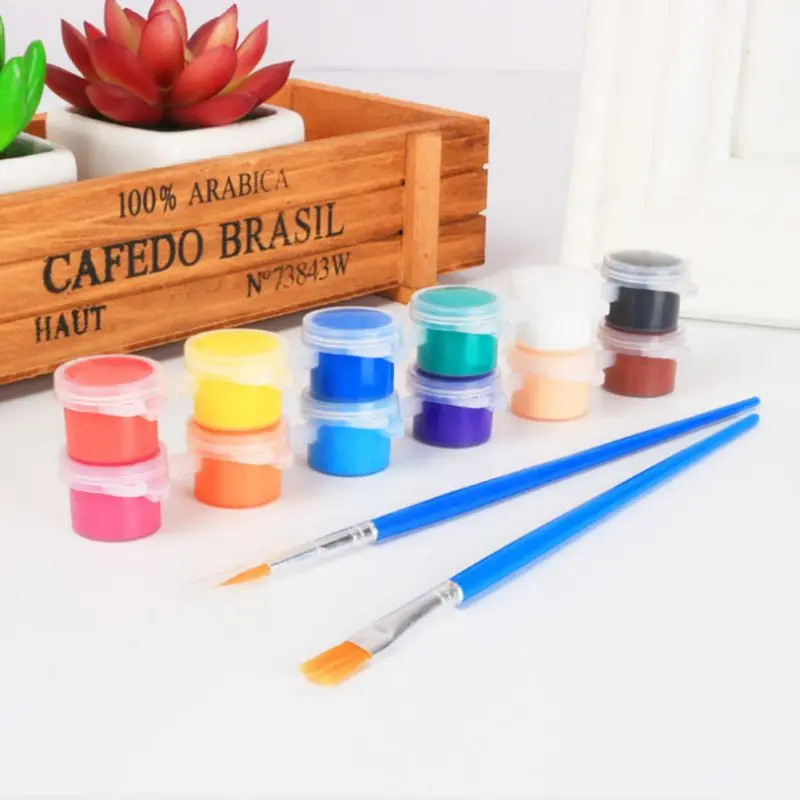 

Hand Painted Plaster Wall Painting Drawing For Children 12 Acrylic Colors Pigment Set for Textile Clothing