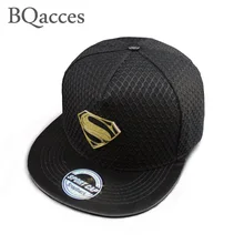 BQacces Новая модная мужская Кепка в стиле хип-хоп плоская шляпа с металлическим логотипом Супермена регулируемая бейсболка женская унисекс летняя Солнцезащитная шляпа
