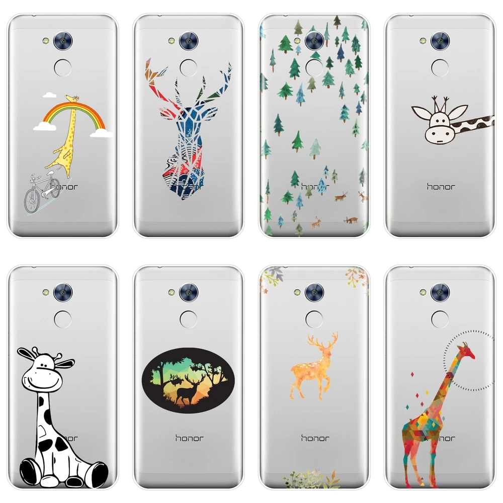 

For Huawei Honor 4X 5A 5X 6 6X Case Silicone Soft Funny Cute Deer Giraffe Back Cover For Huawei Honor 4C 5C 6C 6A Pro Phone Case