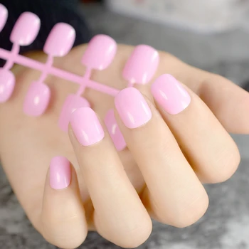 

24pcs Kids Cute False Nail Tips Baby Pink Full Cover Acrylic Fake Nails Art for Girls Children
