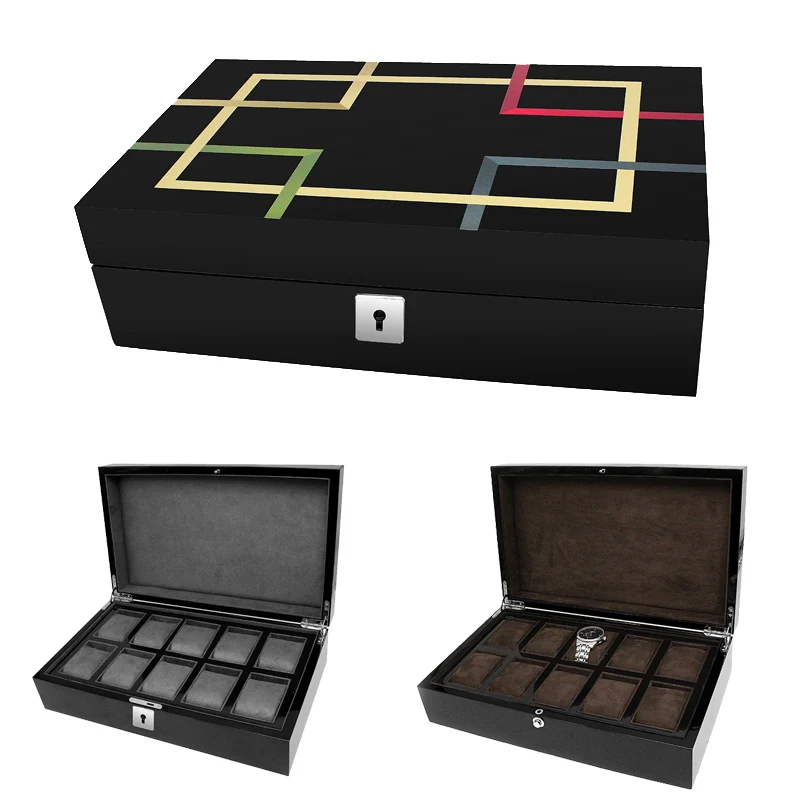

2019 Luxury 10 Grids Handmade Wood Watch Box Wood Clock Box Watch Case Time Box for Watch Holding