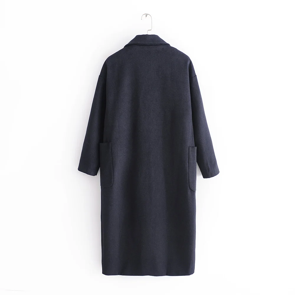 Bleu Épaule Bouton Manteau Femmes Super Double Laine Épaisse D'hiver long Long X Poches Xqj9929 Breasted Navy Veste 2018 Lâche Blue Large Marine wSatPxOqw