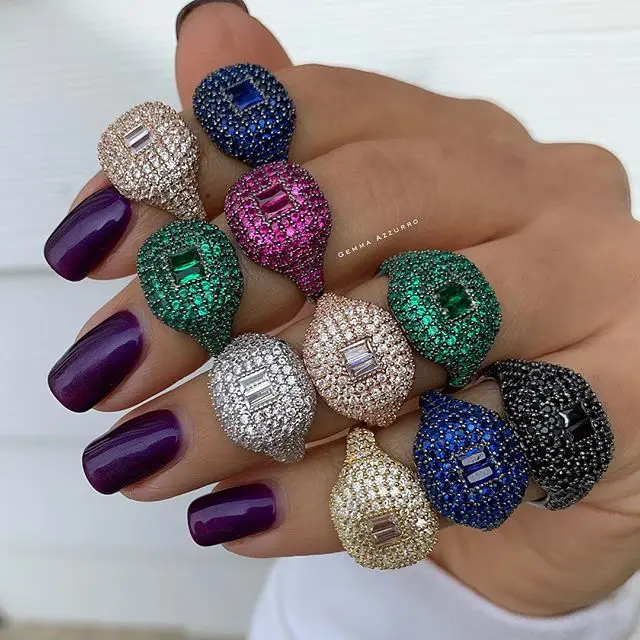 

Top quality factory on sale price nice jewelry ring full micro pave clear zircona cz midi Ring for women fashion Christmas gifts