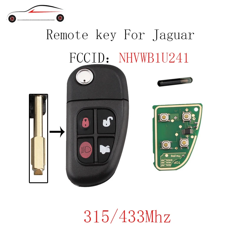GORBIN 433/315Mhz Remote Keyless Entry key For Jaguar S Type XJ8 2002 2003 2004 2005 2006 2007