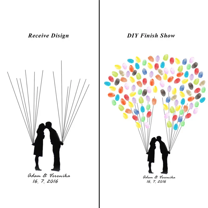 Пользовательское имя Дата свадебное украшение гостевая книга для знак отпечатки пальца свадебные подарки для гостей отпечаток пальца дерево живопись Вечерние
