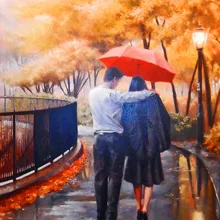 Влюбленные прогулки под дождем Искусство Ручная роспись креативная Цифровая живопись маслом 24 цвета пигментная щетка картина Сделай Сам картина по номерам