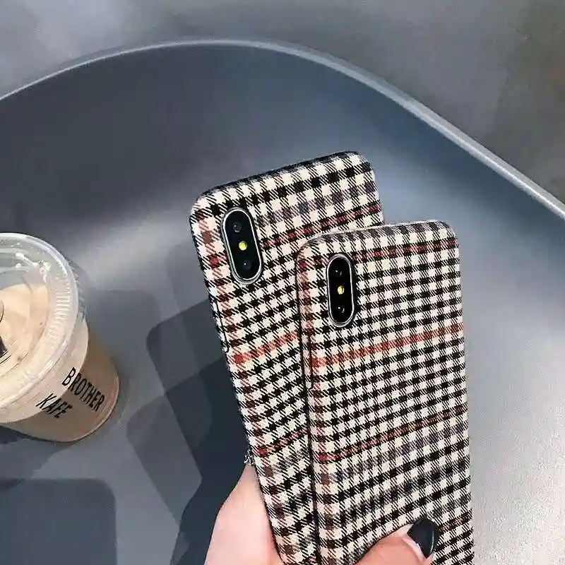 Тканевые мягкие чехлы для iphone X XS Max XR 6S 6 7 8 Plus с текстурой в британском стиле