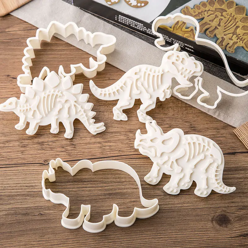 6Pcs Plastic Dinosaur Cookies Cutter Biscuit Pastry Cake Fondant Mould Set Home