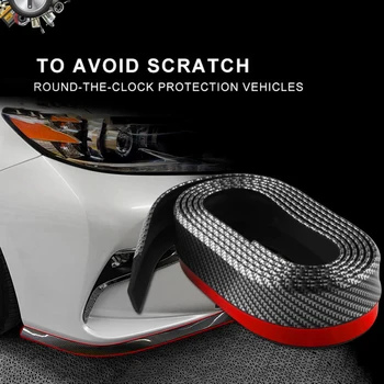 

2.5M Car Front Bumper Lip Separator Body Spoiler Protector Carbon Fiber Grain Rubber Universal Car Accessories Decals Sticker