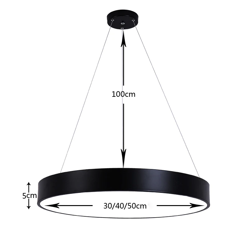 Круглый светодиодный подвесной светильник 18 Вт 24 Вт 36 Вт AC85-265V подвесные светильники для офиса и ресторана