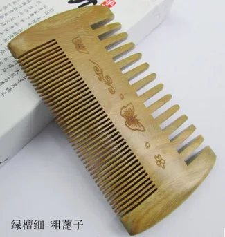

two side lice comb Natural Green Sandalwood Handmade Wood Combs no static 10cm*5.5cm