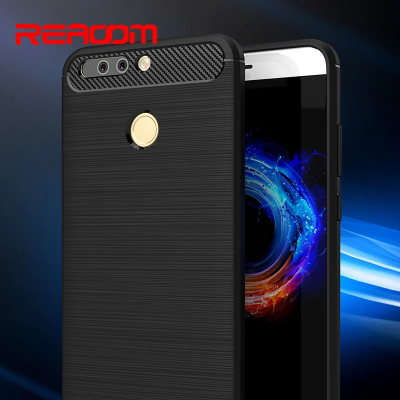 Reaoom Phone Case for Huawei Honor V9 Carbon Fiber Brushed Texture Back Cover V 9 Soft TPU Coque Funda Capa |