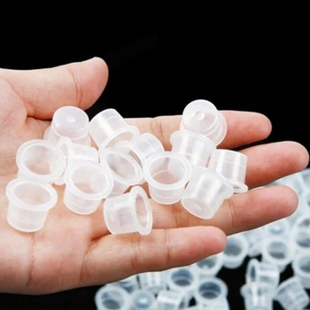 

100Pcs Transparent Tattoo Caps Pots Clean Holder Pigment Container Plastic Ink Cup Tattoo Accessory Makeup Disposable Durable