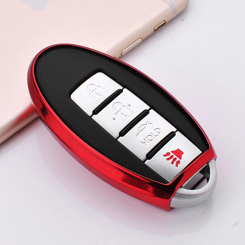 Мягкий чехол для ключей из ТПУ для Nissan Note Micra K12 Qashqai J10 J11 Juke Teana Leaf Kicks Terrano автомобильный Стайлинг Защита для ключей - Название цвета: A-red
