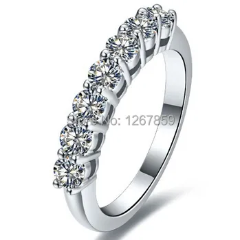 

0.5CT Classic Engagement NSCD Lovely Diamond Band for Women Wedding Sterling 925 Silver Platinum Plated Rings for Bridal band