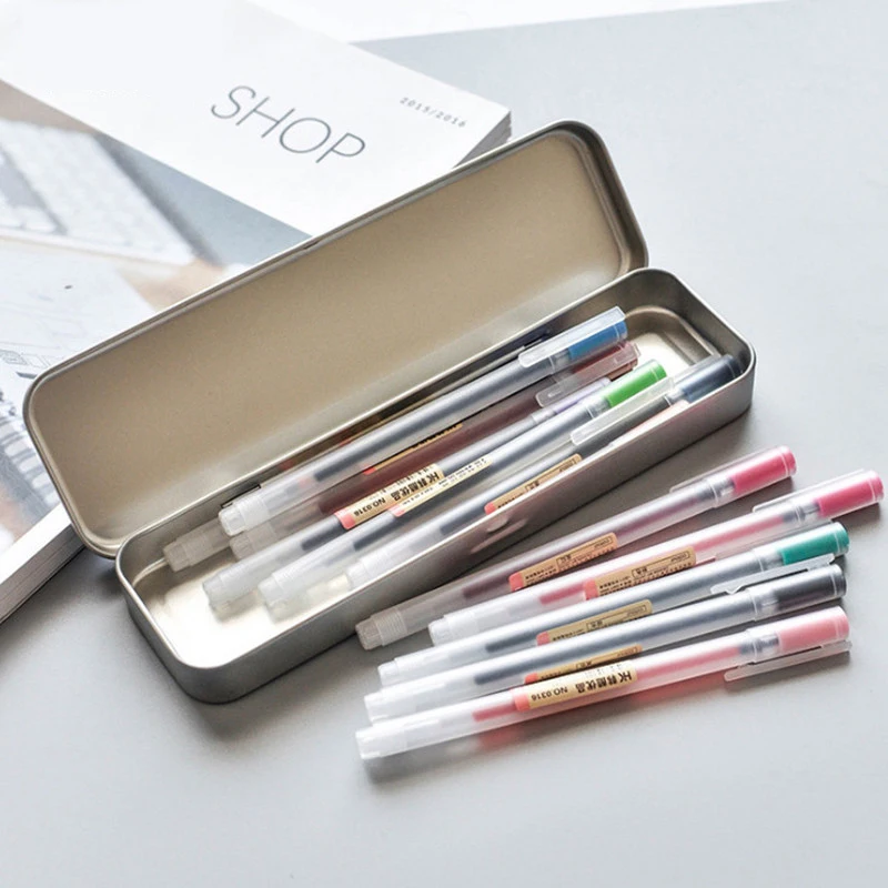 12 Pcs/lot 0.5mm Gel Pen Set Colorfule Cute Ink Maker Pen School Office Supply Muji Style 12 Colours Papelaria Material Escolar