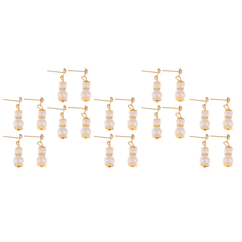 Gourd-shaped Doll Jewellery Plastic Pearl  Earring Eardrop 10 Pairs For  Doll Dress Up Accessory