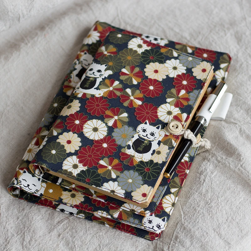 

Original Handmard Personal Spiral Diary A5 A6 Fabric Cloth Flower Cat Journal Notebook Loose Leaf Planner Notepad