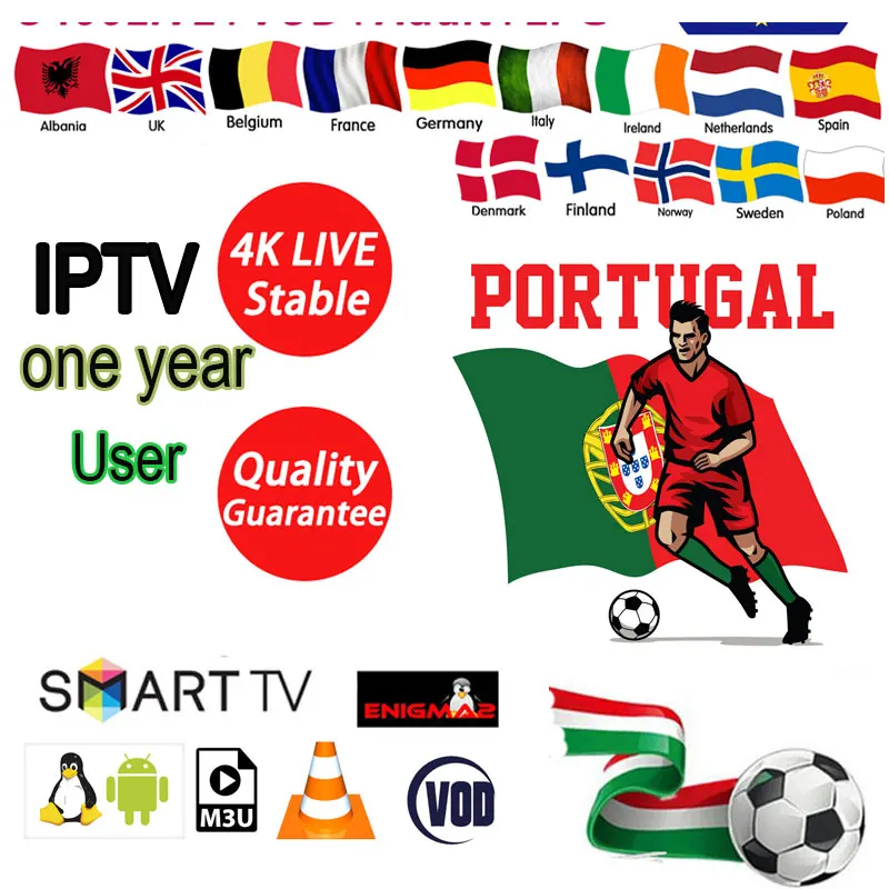 

One year IPTV M3u VLC Subscription Iptv UK German French Spanish Italy Portugal For Android Box Enigma2 Smart TV PC set top box
