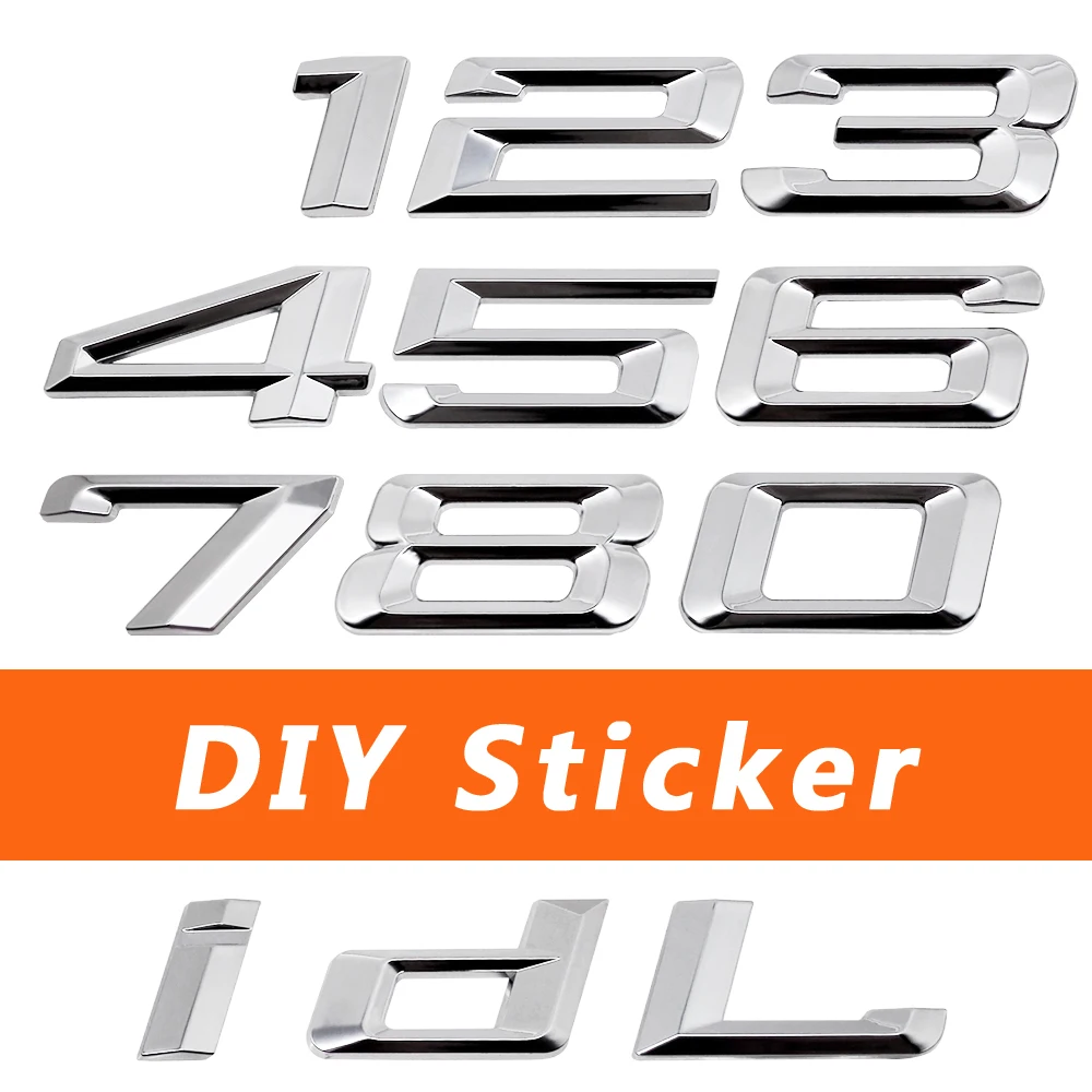

For BMW Letter Number Trunk Lid DIY Sticker Chrome Emblem for BMW 1 4 7 F20 F34 G38 M5 E81 E82 E85 E92 E34 E32 E21 E28 EGT Badge