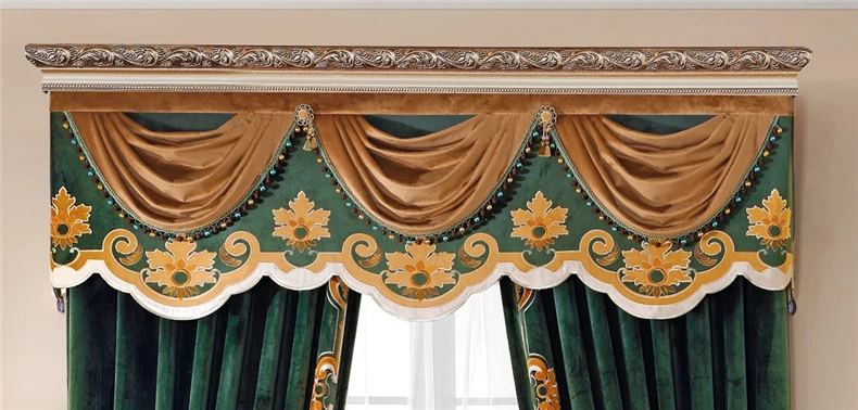 Зеленые бархатные жаккардовые затемненные шторы в европейском стиле для гостиной, качественные виллы, Заказные шторы для спальни/отеля