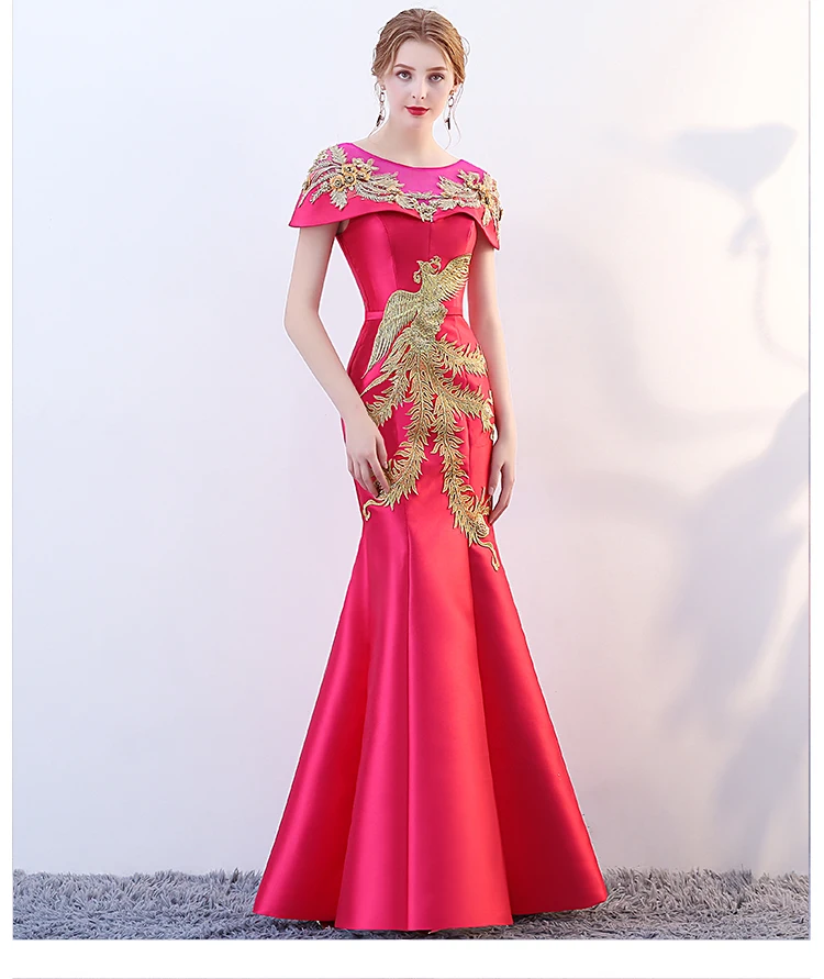 Модные Для женщин; вечернее платье Винтаж узор Традиционная Китайская одежда Для женщин Длинные Cheongsam Qipao Элегантный Банкетный Платья для