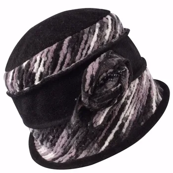 

Hot Selling Ladies Wool Knit Mixed Color Cloche Hat W10-2864