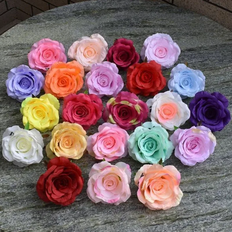 

50pc Artificial Rose Flower Heads Plastics Flowers 10cm Camellia Head 24 Colors for Wedding Party Centerpieces Floral Decoration