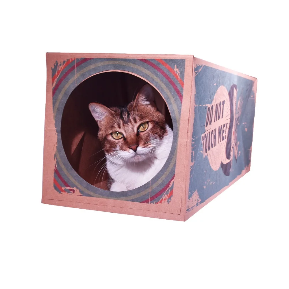 Игрушечный туннель для кошек из крафт бумаги котят домик складной игр складные