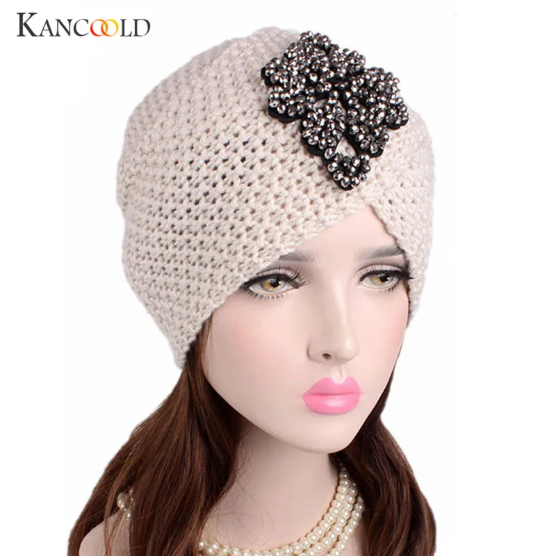 

Caps hat female turban beanie warmer hat female warm wool women's winter Hat applique Solid Muslim warmer beanies bonnet NO22B
