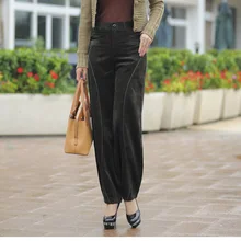 Вельветовые Капри осень весна зима Высокая талия шаровары брюки для женщин новые свободные повседневные брюки для женщин Красный армейский зеленый brs0502