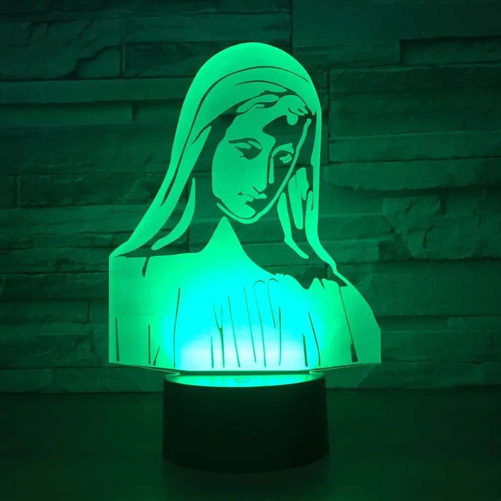 Новая 3d лампа Дева Мария 7 цветов Светодиодные ночные лампы для детей сенсорный