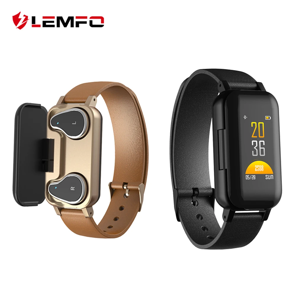 R$276.93 |Lemfo t89 tws binaural inteligente bluetooth fone de ouvido pulseira de fitness monitor de freqüência cardíaca pulseira inteligente relógio esporte das mulheres dos homens-in Relógios inteligentes from Eletrônicos on AliExpress 