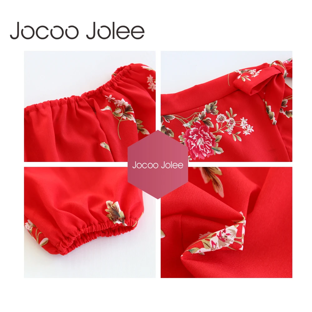 Женский цветочный принт Jocoo Jolee с открытыми плечами и рукавами фонариками шорты