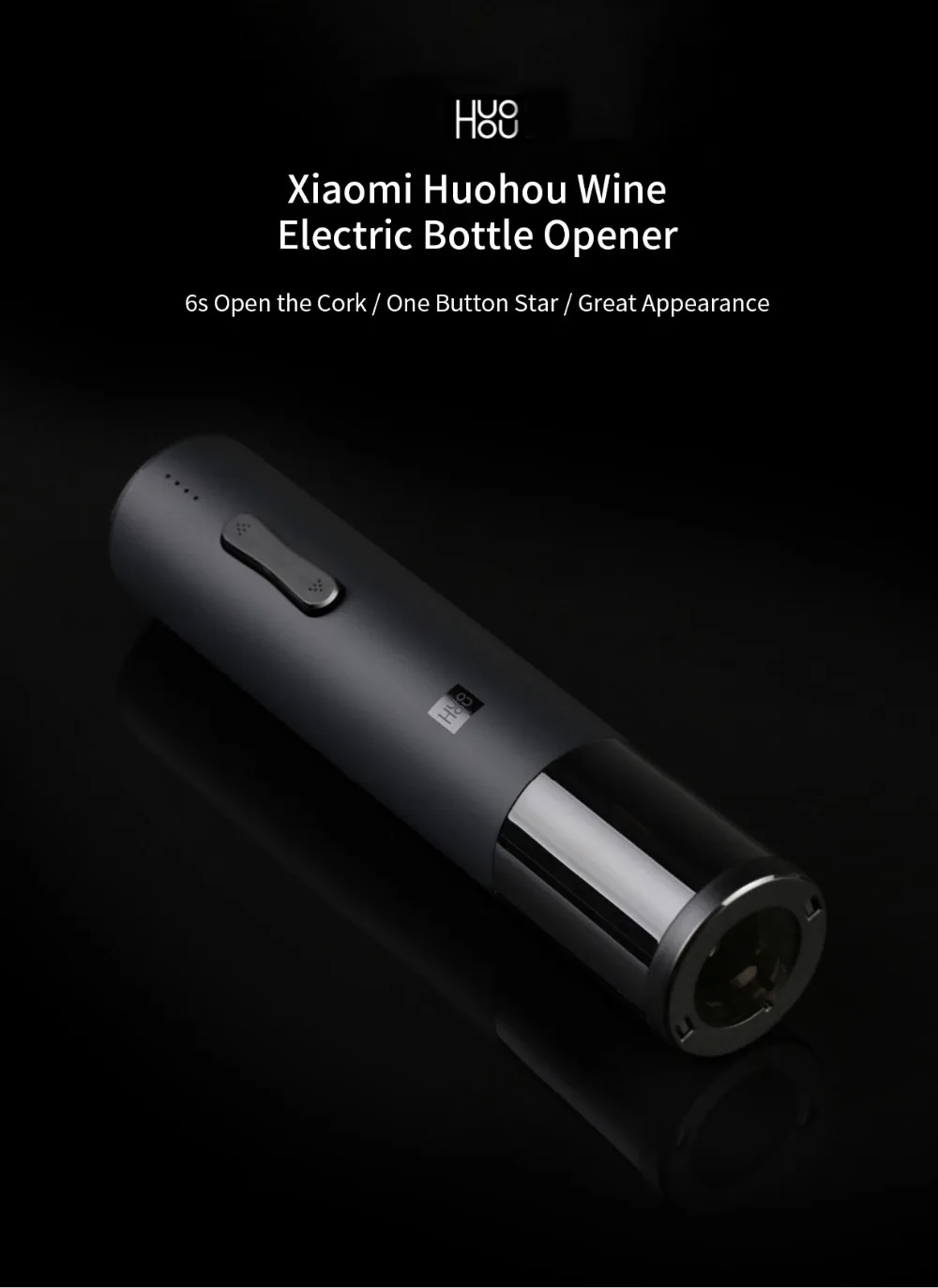 Original Xiaomi Huohou Automatic Wine Bottle Opener Kit Electric Corkscrew With Foil Cutter Automatic Wine Bottle Opener (8)