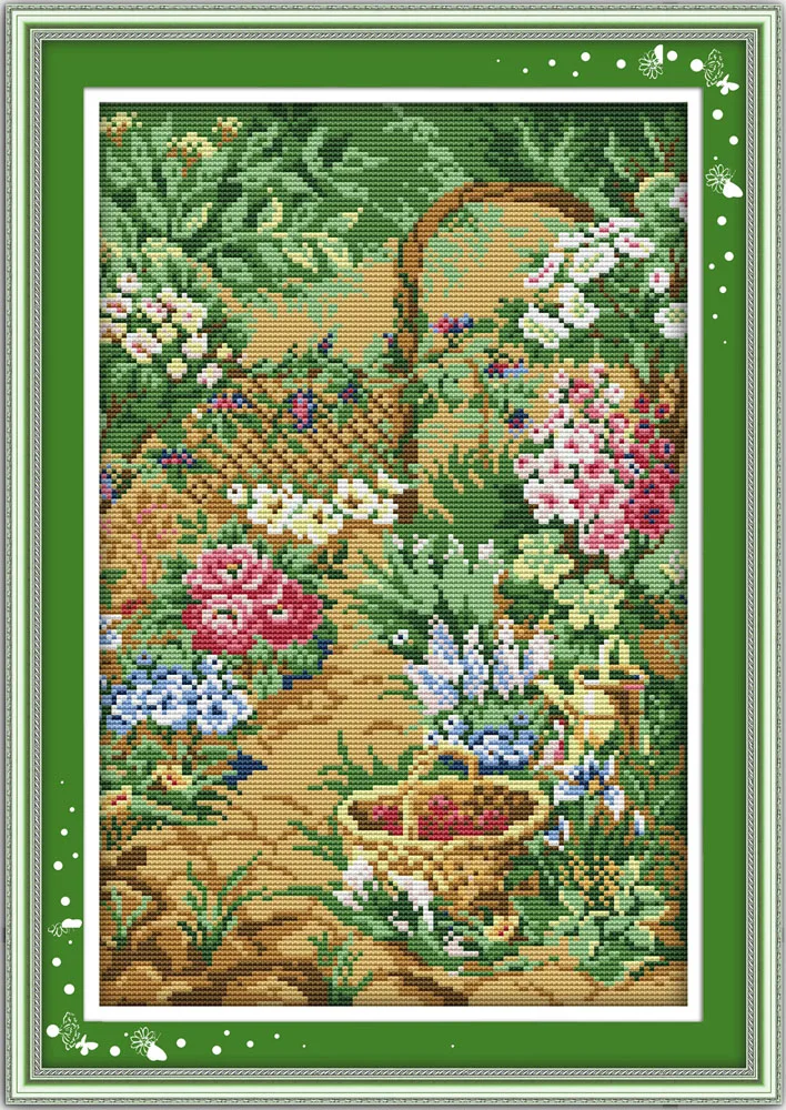 

Garden, counted printed on fabric DMC 14CT 11CT Cross Stitch kits,embroidery needlework Sets Home Decor