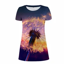FORUDESIGNS Women Dress 2017 Fashion 3D Dandelion Print Short Sleeve Dress Funny Dollar Women Dress S M L XL Vestidos De Festa FORUDESIGNS Women Dress 2017 Fashion 3D Dandelion Print Short Sleeve Dress Funny Dollar Women Dress S M L XL Vestidos De Festa