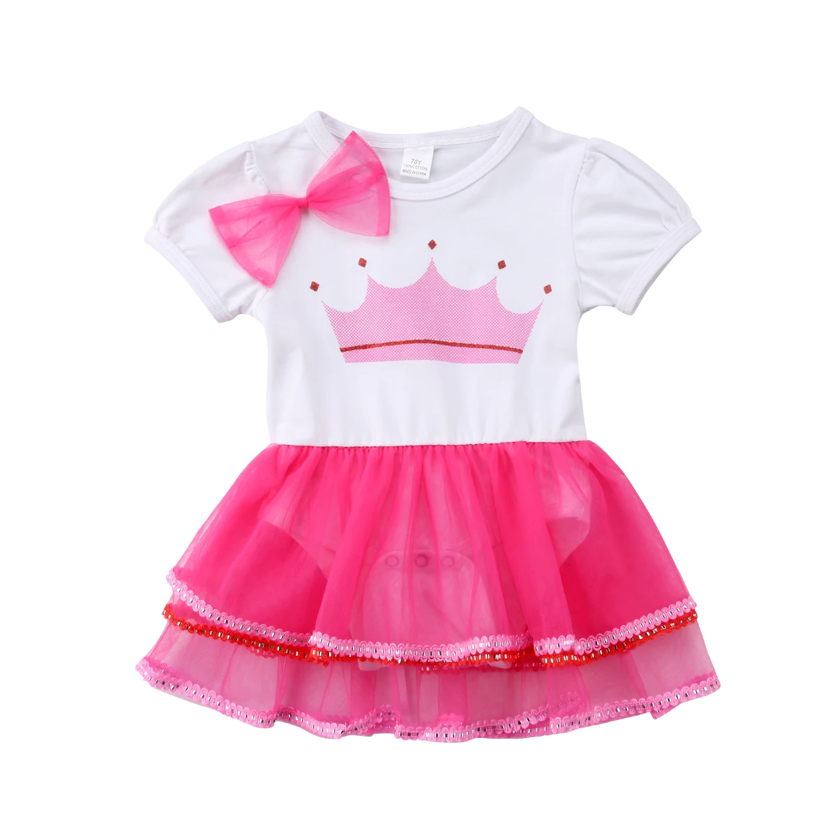 

Newborn Toddler Baby Girl Crown Rompers Tulle Dress Outfit Clothes