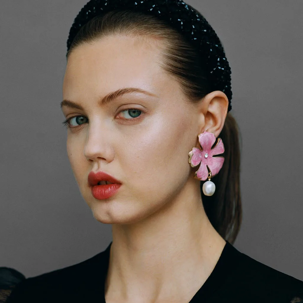 LEADERBEADS 2019 ZA романтичные окрашенные вручную розовые Висячие серьги из сплава в