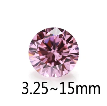 

100PCS 3.25~15mm Round Shape Loose CZ Stone Pink Zirconia Synthetic Stone AAAAA Quality For Jewelry Big size