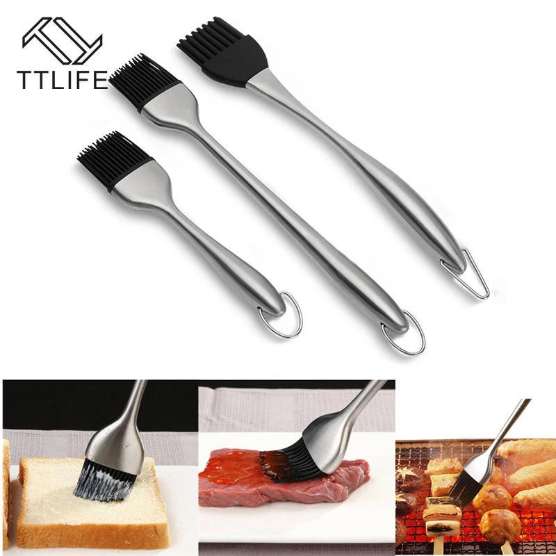 

TTLIFE Stainless Steel Handle Brebecue Brushes Silicone Pastry Brushes BBQ Cake Pastry Oil Cooking Basting Tools Kitchen Gadget