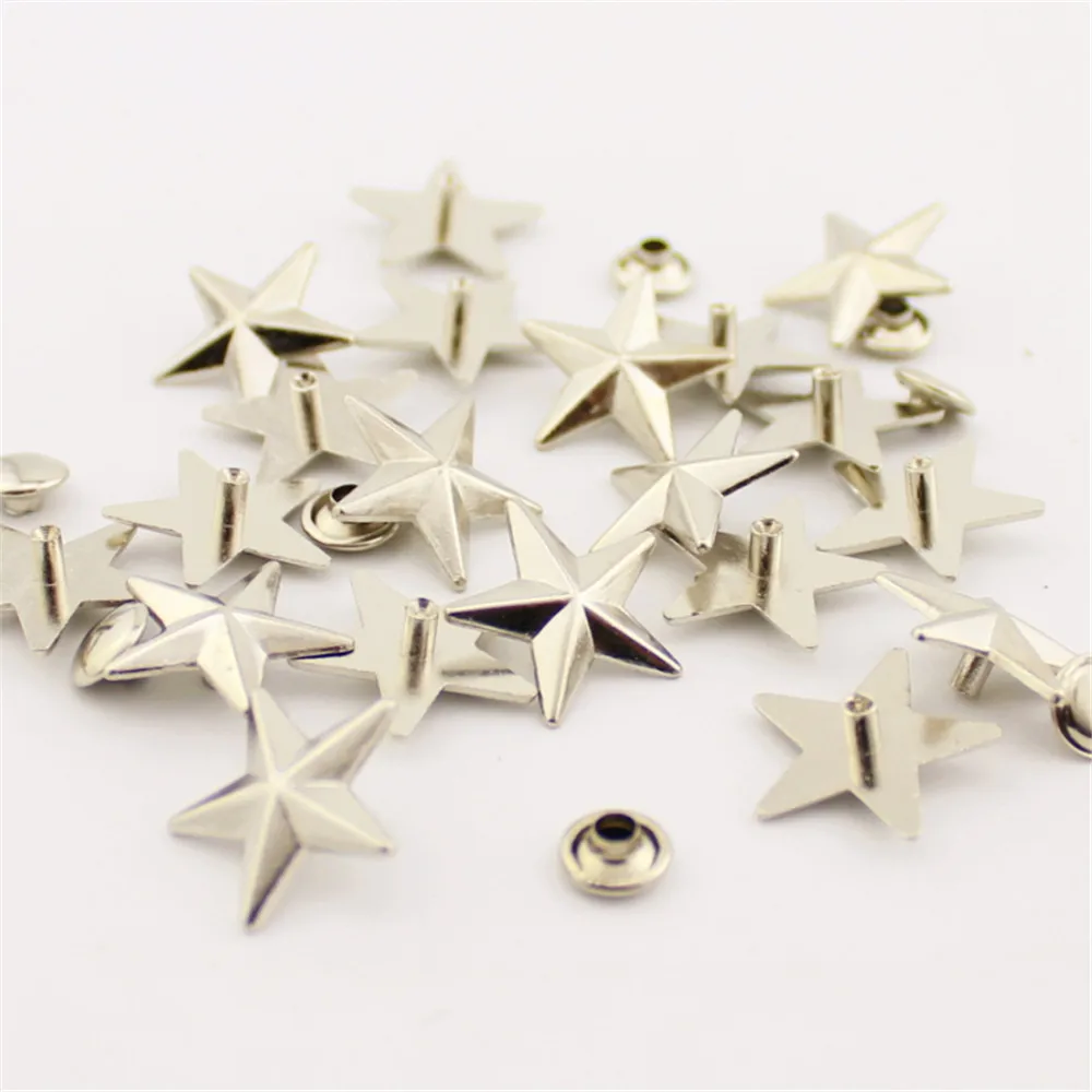 20pcs 18mm Silver Striked on Star Shaped Rivet Punk Stud Metal Cool ...