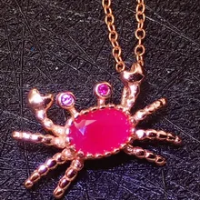 Подвеска с рубином,, Стерлинговое Серебро 925 пробы, натуральный источник, рубиновые ювелирные изделия, 0.6ct, драгоценный камень, краб Стиль# T18103003