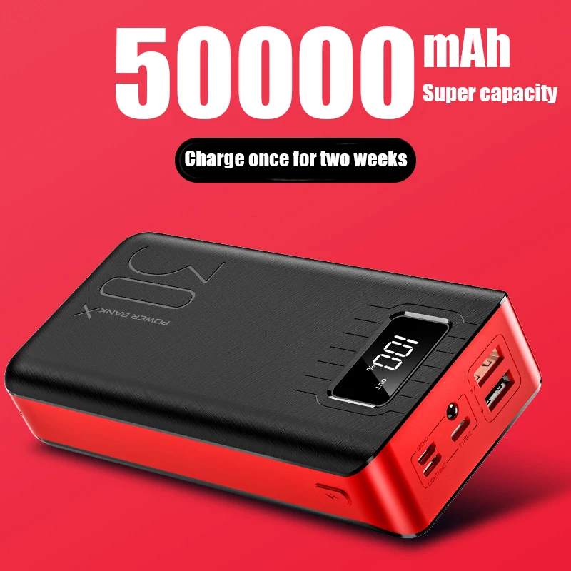 

PowerBank 50000mah External Battery PoverBank 2 USB LED Poverbank Type-c Portable phone Charger for OnePlus Xiaomi