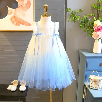

Kids dress girls summer princess dress girl sleeve less lace dresses fashion children clothing for 1~7 Y 5 p/l